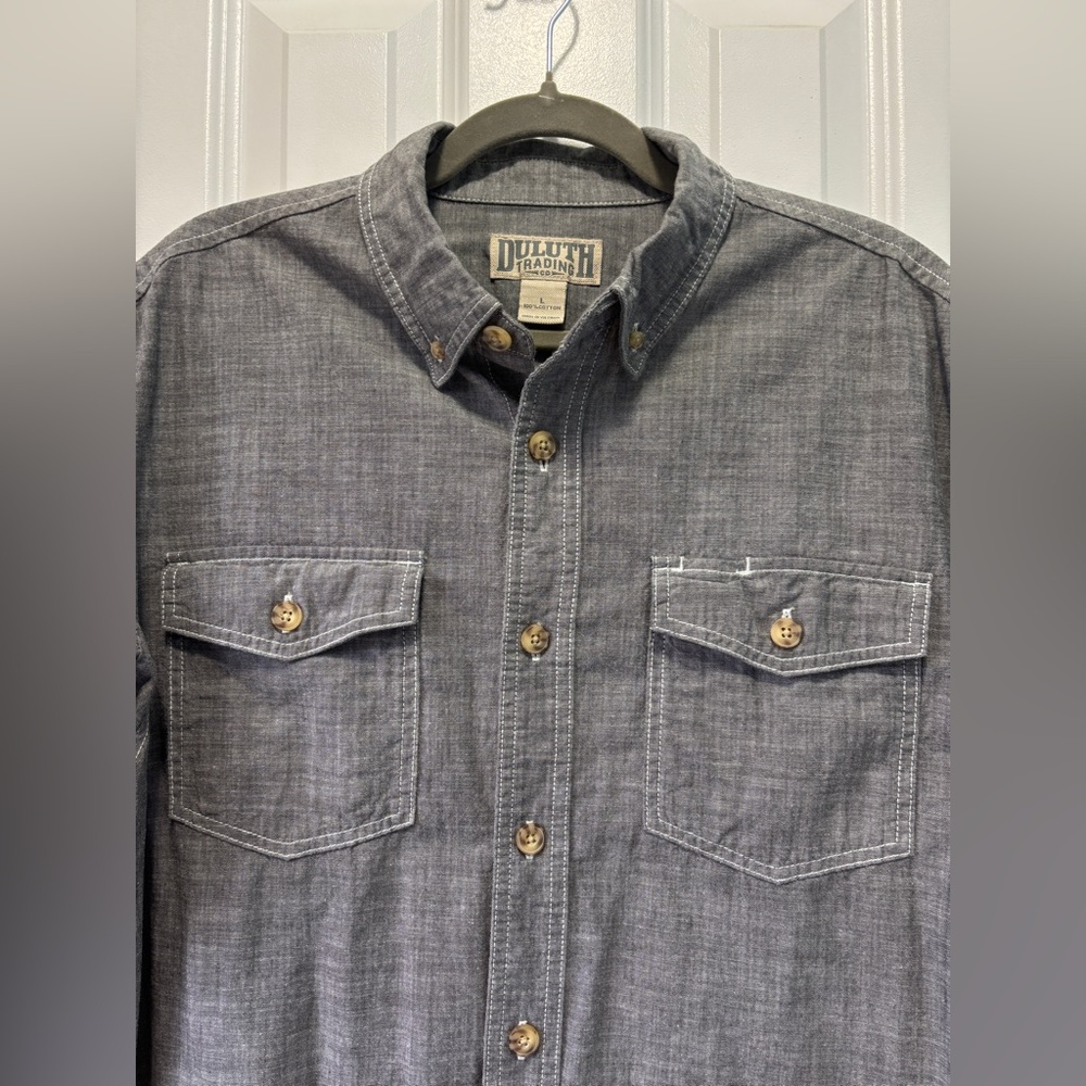 Duluth Trading Co. Men's Casual Grey Button‎ Down Shirt Size Large - Picture 6 of 11